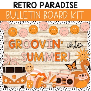 Retro Paradise Summer Bulletin Board Decor, Boho Retro Classroom Decor, 70s Inspired Classroom Decor, End of Year Bulletin Board Kit, Daisy