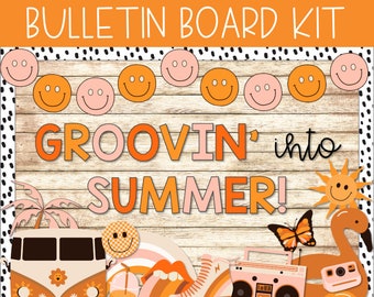 Retro Paradise Summer Bulletin Board Decor, Boho Retro Classroom Decor, 70s Inspired Classroom Decor, End of Year Bulletin Board Kit, Daisy