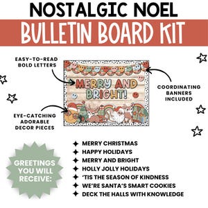 Retro Groovy Christmas Bulletin Board, Winter Classroom Decor, Vintage ...