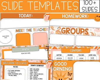 Retro Paradise Slide Templates, End Of Year Slides, Classroom Decor, End Of Year Slides Templates for Classroom, Retro Slides Templates