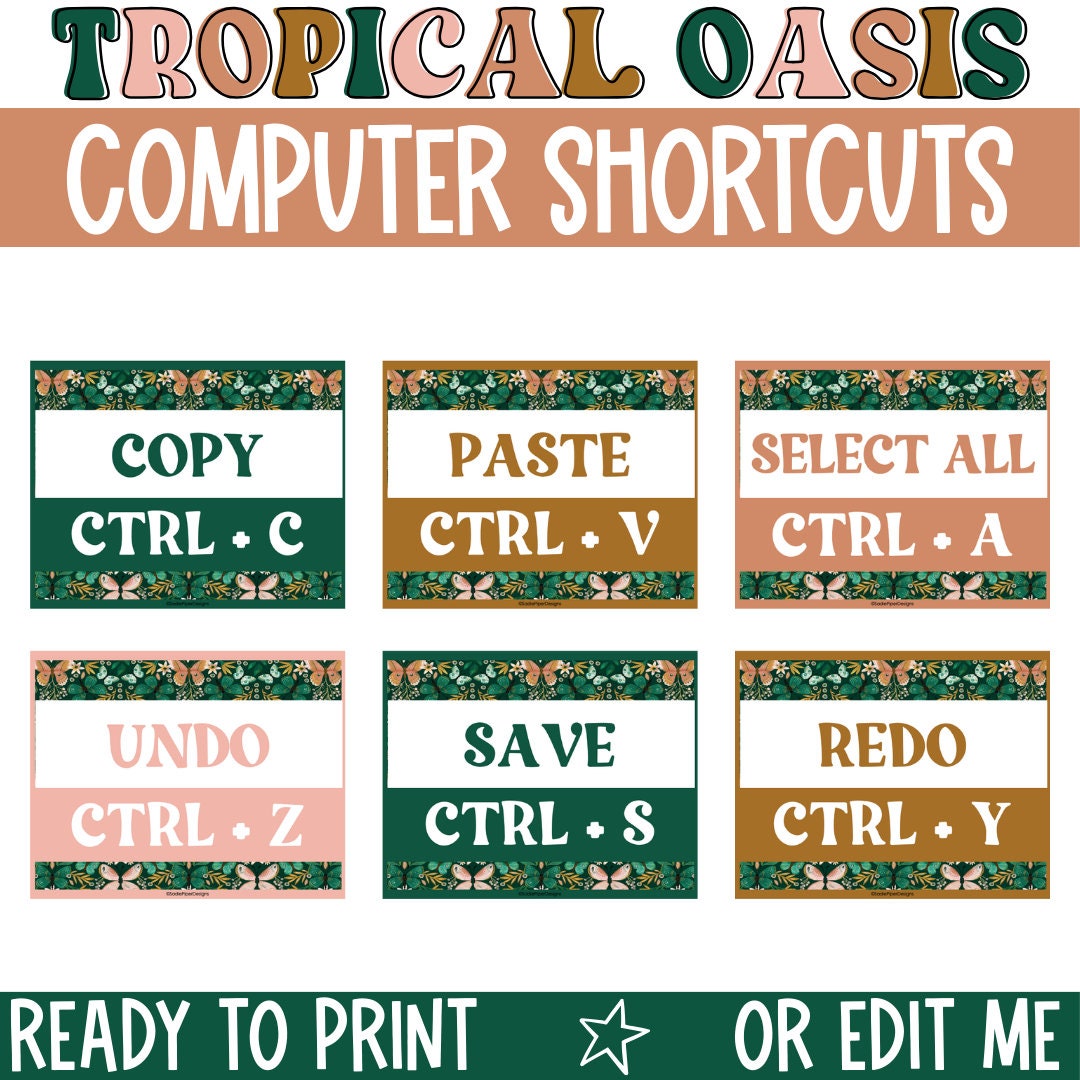 Keyboard Shortcut Posters, Computer Lab Posters, STEM Posters, Learning ...