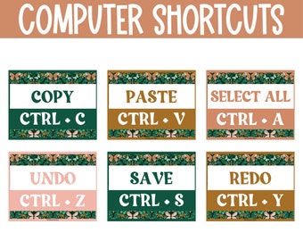 Toetsenbordsnelkoppelingsposters, computerlabposters, STEM-posters, computertoetsenbord leren, computersnelkoppelingsposters, bewerkbare klasdecor