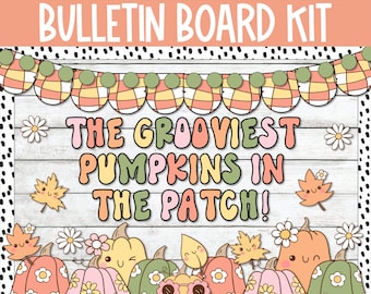 Groovy Fall Bulletin Board Decor, Retro Fall Bulletin Board, Fall Classroom Decor, Retro Spooky Autumn Decor 70s pumpkin patch Bulletin Kit