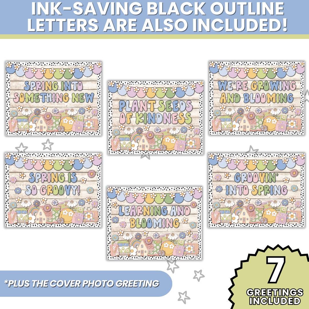 Retro Groovy Spring Bulletin Board Pastel Spring Classroom Decor ...
