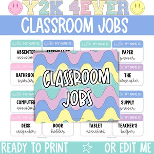 Editable Classroom Job Display, Groovy Retro Classroom Decor, Classroom Management Tools, Classroom Organization, Classroom Duties, Jobs