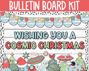Outer Space Christmas Bulletin Board, Alien Winter Classroom Decor, Astronaut Bulletin Decor, Planet Earth UFO Galaxy Earth Science