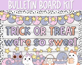 Pastel Ghost Halloween Bulletin Board Kit, Fun Cutesy October Door Decor, Magical Witchy Door Decor Elementary Classroom