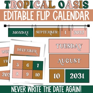 Flip Calendar for Classroom, Calendar Display for Classroom, Editable Calendar, Modern Classroom Decor, Calendar Bulletin Board Display