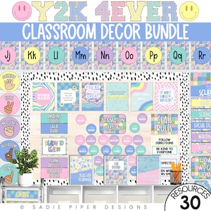 Retro Groovy Classroom Decor, Rainbow Classroom Decor, Pastel Colorful Classroom Decor, Trendy Classroom Decor, Modern Classroom Decor / HGL