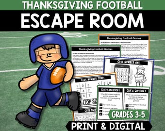 Thanksgiving Football Escape Room for Kids Boys, November Party Game, Autumn Sports Birthday Escape Room Kit, Birthday Party Games Puzzles