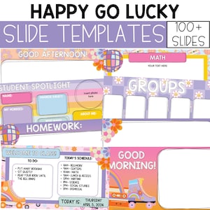 Retro Slide Templates for Classroom, Groovy Slides Templates, Classroom Management Slides, Retro Slides Templates For Google Slides / HGL