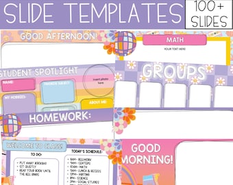 Retro Slide Templates for Classroom, Groovy Slides Templates, Classroom Management Slides, Retro Slides Templates For Google Slides / HGL