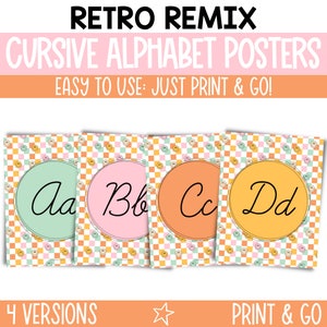 Cursive Alphabet Posters for the Classroom, Elementary School Alphabet Posters, Colorful Classroom Decor, Printable Classroom Decor - RTRMX