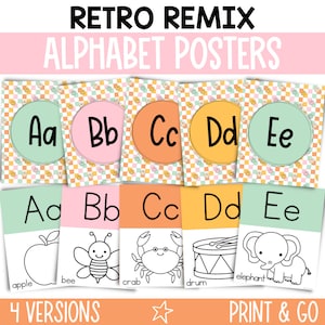 Retro Remix Alphabet Posters, Printable Classroom Decor, Instant Download, Retro Classroom Decor, Modern Classroom Decor, Alphabet - RTRMX
