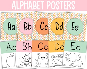 Retro-Remix-Alphabet-Poster, druckbares Klassenzimmer-Dekor, sofortiger Download, Retro-Klassenzimmer-Dekor, modernes Klassenzimmer-Dekor, Alphabet – RTRMX