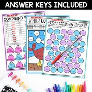 Winter Literacy Worksheets for 3rd Grade, NO PREP 3rd Grade Winter ...