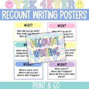 Recount Writing Posters, English Posters, ELA Educational Posters, Language Arts Posters, Writing Posters, Educational Resources - Y2K