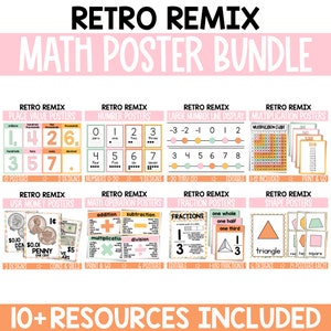 Math Classroom Posters, Math Posters for Classroom, Groovy Retro Classroom Decor, Classroom Decor Bundle, Number Posters, Posters, RTRMX