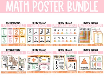 Math Classroom Posters, Math Posters for Classroom, Groovy Retro Classroom Decor, Classroom Decor Bundle, Number Posters, Posters, RTRMX