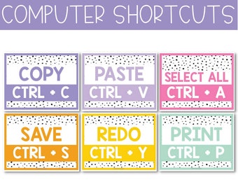 Sneltoetsenposters, computerlabposters, STEM-posters, computertoetsenbord leren, computersnelkoppelingposters, bewerkbare klasse / HGL