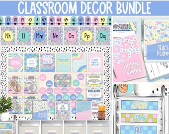 Pastel Retro Classroom Decor MEGA Bundle, Groovy Classroom Decor, Bright Retro Classroom Decor, Classroom Theme, y2k decor, Y2K classroom