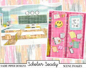 SCHOLAR SOCIETY Scenes, Back to School Clipart College Clipart, School Supplies Stationary Planner Clipart Teacher Student Education Student