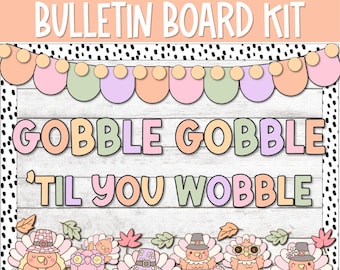 Pastel Thanksgiving Bulletin Board Decor, Thanksgiving Bulletin Board, Turkey Classroom Decor, Cute November Autumn Decor Fall Bulletin Kit