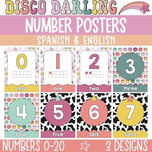 Retro Number Posters, Number Posters with Ten Frames, Ten Frame Number Posters, Counting Visual, Counting Posters, Printable Number Posters