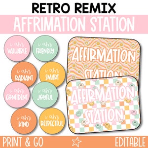 Affirmation Station for Classrooms, Positive Affirmations for Classroom, Elementary Classroom Decor, Colorful Classroom Posters - RTRMX
