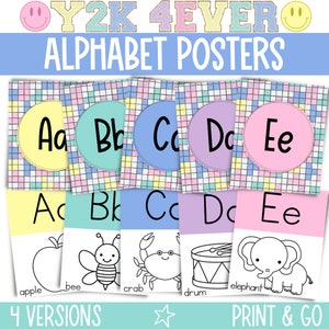 Retro Remix Alphabet Posters, Printable Classroom Decor, Instant Download, Retro Classroom Decor, Modern Classroom Decor, Alphabet Pictures