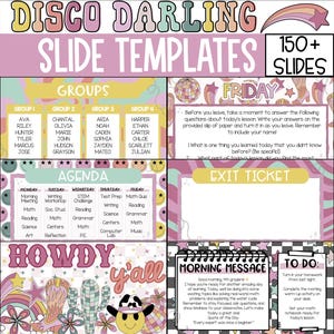 Disco Cowgirl Slide Templates for Classroom, Groovy Slides Templates, Classroom Management Slides, Retro Slides Templates For Google Slides