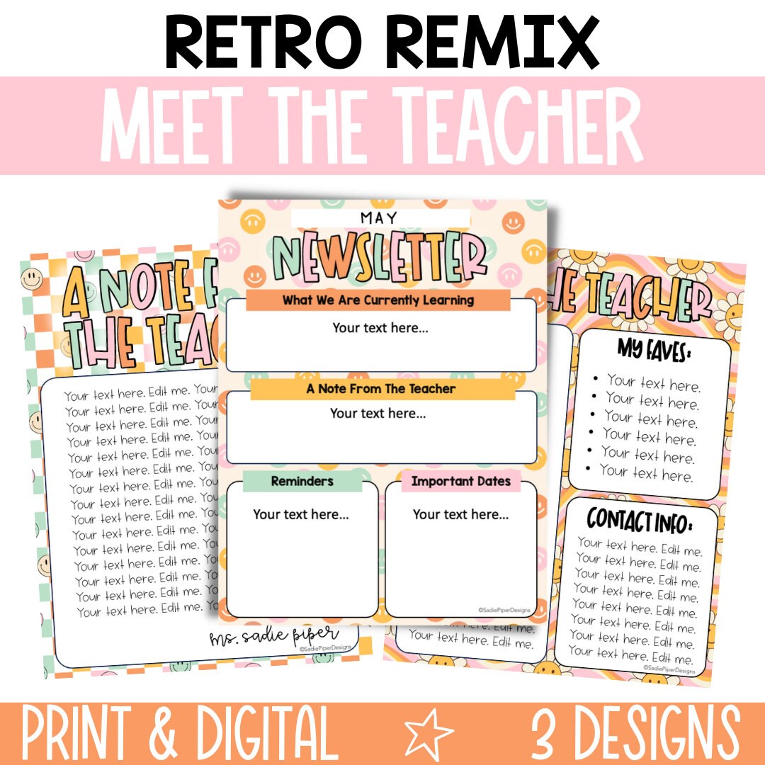 Retro Groovy Meet the Teacher Templates, Editable Meet the Teacher ...