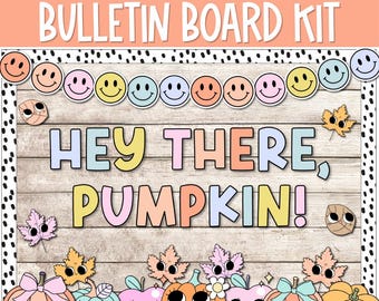 Pastel Fall Bulletin Board Decor, Thanksgiving Bulletin Board, Colorful Classroom Decor, Cute November Autumn Decor Fall Smiley Bulletin Kit