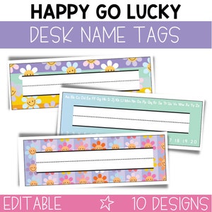 Editable Desk Name Tags for Students, Retro Groovy Desk Name Plates for Students, Classroom Labels, Multi Purpose Classroom Labels / HGL