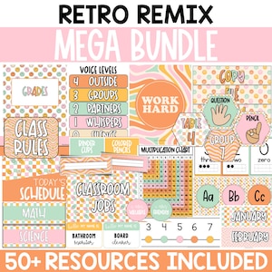 Retro Remix Classroom Decor MEGA Bundle, Groovy Classroom Decor, Bright Retro Classroom Decor, Classroom Theme, y2k decor, RTRMX