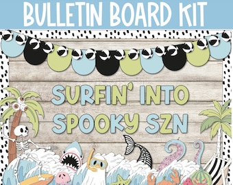 Halloween Bulletin Board Decor, Pink Halloween Bulletin Board, Halloween Classroom Decor, Tropical Halloween Decor, Tropical Classroom Decor