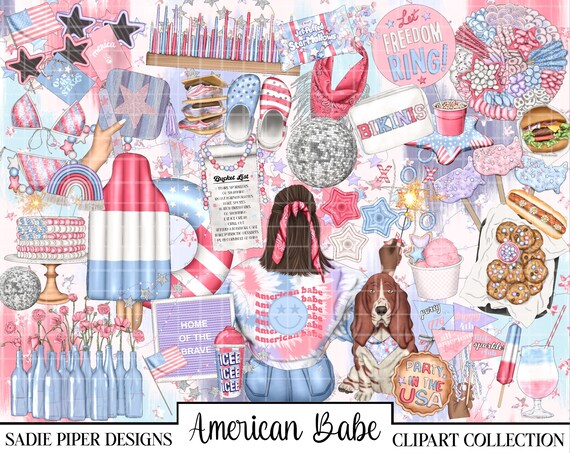 AMERICAN BABE Pastel Clipart, 4th of July Clipart, Independence Day, Americana Theme, American Clipart USA Clipart Political Clipart America