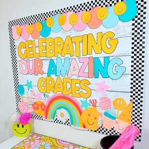 100 Days of School Bulletin Board Celebration Classroom Decor Groovy ...