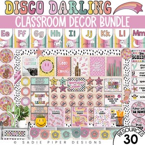Retro Disco Cowgirl Classroom Decor MEGA Bundle, Pink Western Classroom Decor, Cactus Retro Rodeo Classroom Decor, Green Classroom Theme