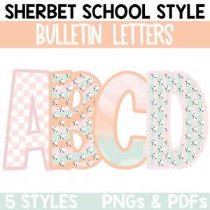 Retro Groovy Bulletin Board Letters, Letter Clipart, Printable Bulletin Board Letters, Lettering Pack for Bulletin Boards, Trendy Classroom