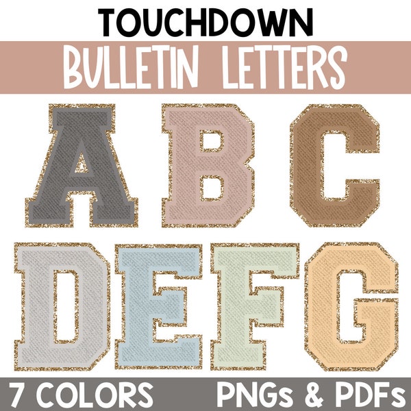 Football Varsity Bulletin Board Letters, Letter Clipart, Printable Bulletin Board Letters, Lettering Pack for Bulletin Boards, Patches