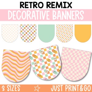 Bulletin Board Bunting, Decorative Banners for Classroom, Retro Groovy Classroom Decor, Printable Classroom Decor, RTRMX