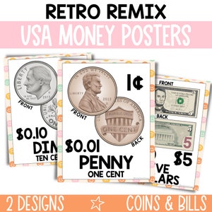 Money Posters for Classroom, American Currency Posters Display for Classroom, Learning Money, Learning Currency, Coin Posters - RTRMX