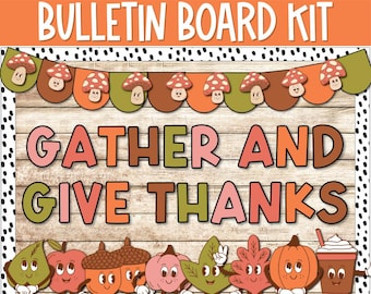 Retro Groovy Fall Bulletin Board Decor, Thanksgiving Bulletin Board, Bold Autumn Classroom Decor, Retro November Decor 70s pumpkin Bulletin