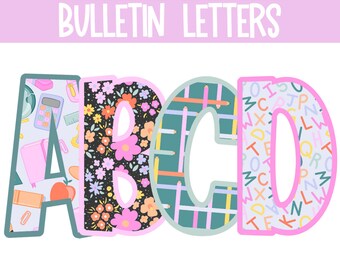 Back to School Bulletin Board Letters, Letter Clipart, Printable Bulletin Board Letters, Lettering Pack for Bulletin Boards, Classroom