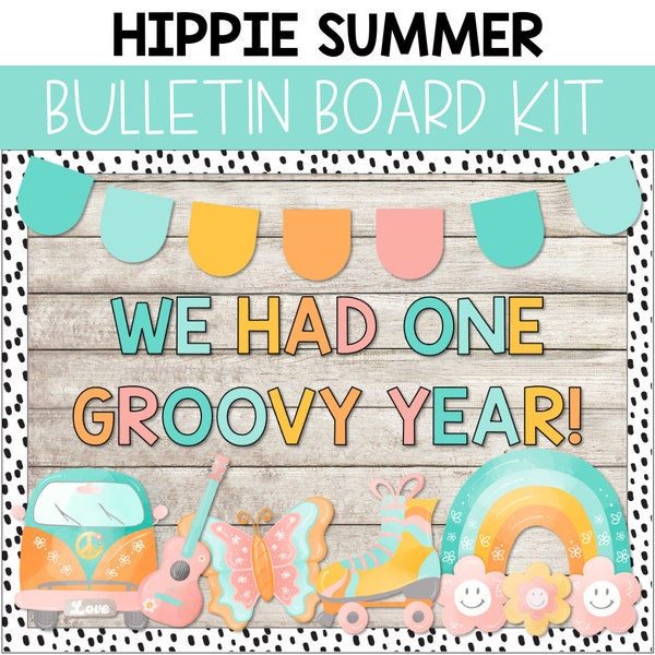 Groovy Retro Summer Bulletin Board Kit, End of Year Bulletin Board Kit, Classroom Decor, Printable Classroom Decor, End of Year Bulletin