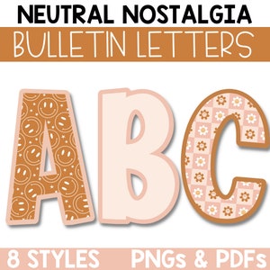 Groovy Retro Bulletin Board Letters, Letter Clipart, Printable Bulletin Board Letters, Lettering Pack for Bulletin Boards, Classroom