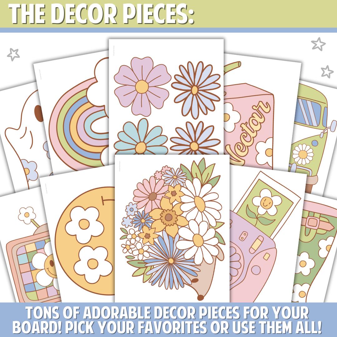 Retro Groovy Spring Bulletin Board Pastel Spring Classroom Decor ...
