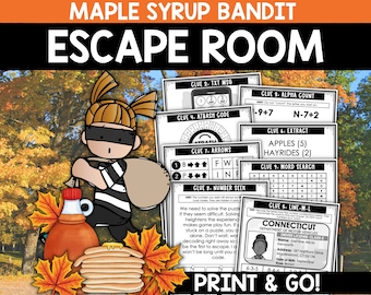 Autumn Escape Room for Kids, Printable Party Game, Birthday Escape Room Kit, Birthday Party Games, Kids Puzzles, Family Game Night