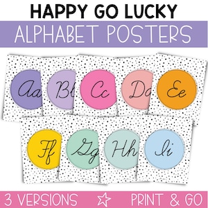 Cursive Alphabet Posters for the Classroom, Elementary School Alphabet Posters, Colorful Classroom Decor, Printable Classroom Decor / HGL